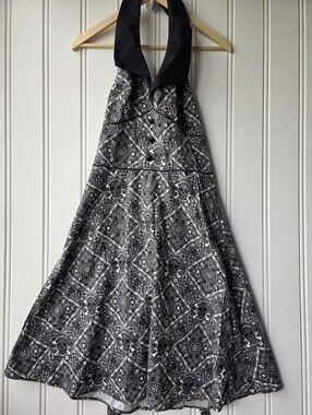 Rock Steady Skull Print Bandana Halter Pin Up Dress Goth Punk Large